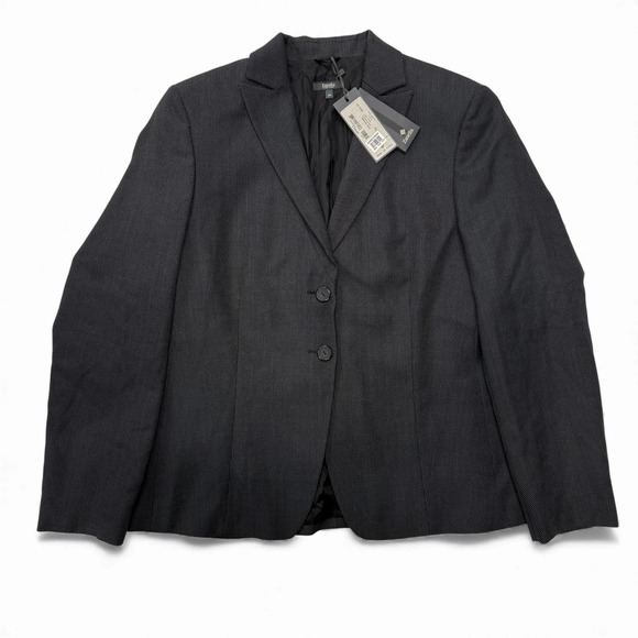Zanella‎ Womens Black Pin Dot Blazer Jacket Size 14 Made in Italy NWT 100% Wool